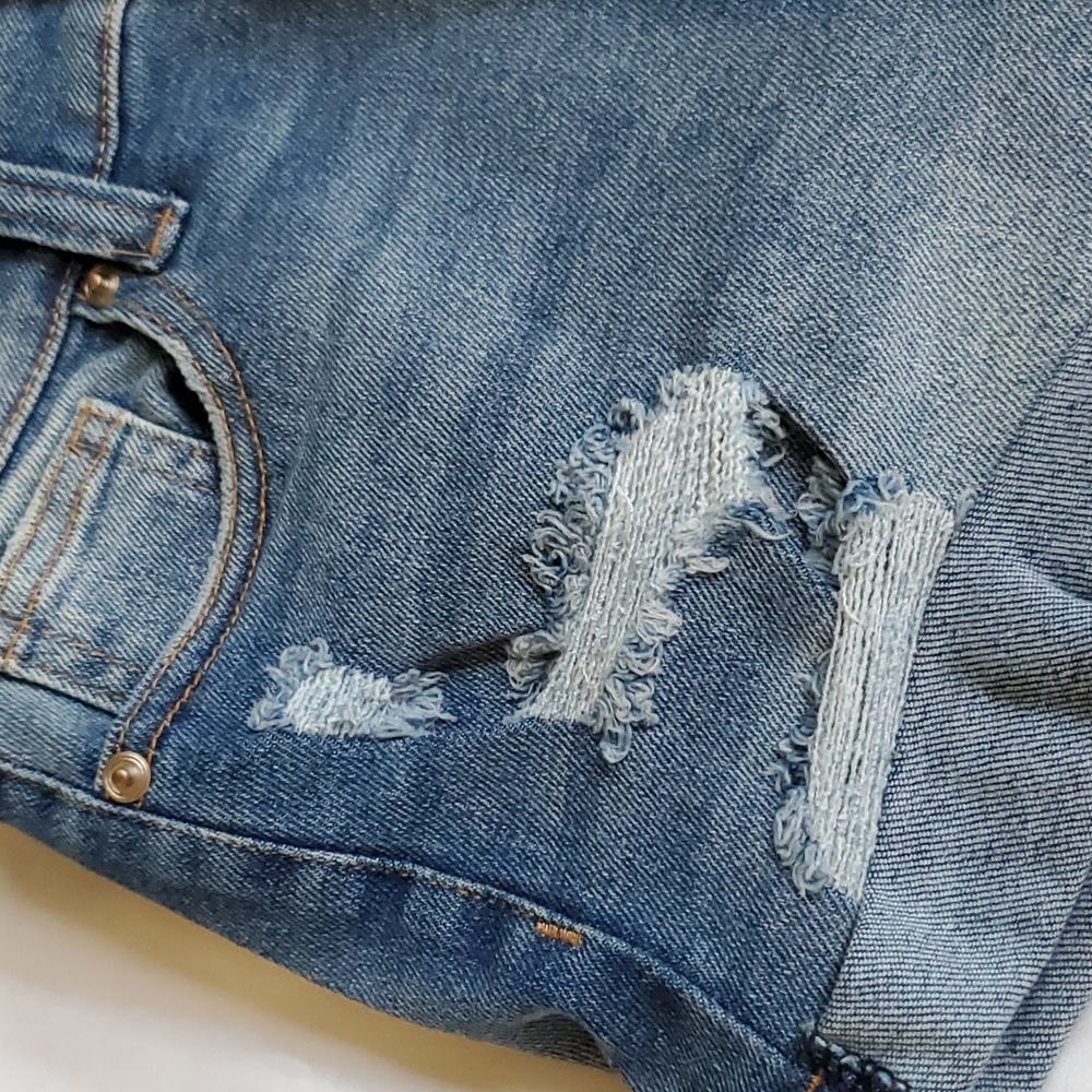 Celebrity Pink Jean Shorts Distressed Stretch High Rise Mom Jeans Blue 25 - Picture 3 of 4